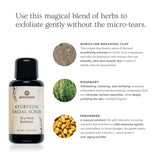 Annmarie's Ayurvedic Facial Scrub, a dry herb exfoliant, features Moroccan rhassoul clay, rosemary, and fenugreek for gentle, natural skincare.
