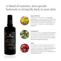 Annmarie's Botanical Hydration Mist, featuring helichrysum, chamomile, and rose, revitalizes and hydrates skin for a radiant complexion.
