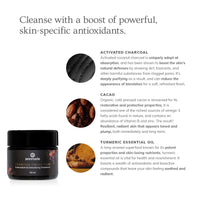 Annmarie Charcoal Cacao Mask features activated charcoal, cacao, and turmeric, promoting antioxidant and detoxifying skin treatment.
