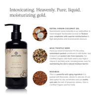 Annmarie's Coconut Body Oil, featuring extra virgin coconut oil, milk thistle seed, and rooibos, hydrates and nourishes skin.
