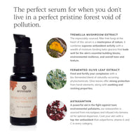 Annmarie Probiotic Serum, enriched with tremella mushroom, fermented olive leaf, and astaxanthin, offers antioxidant protection for a healthy complexion.
