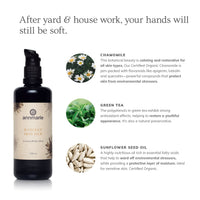 Annmarie Radiant Skin Silk lotion hydrates and protects skin with chamomile, green tea, and sunflower seed oil.
