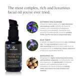 Annmarie's rejuvenating facial oil, featuring butterfly pea flower, promises luxurious skincare with ingredients like blue tansy and mongongo oil.
