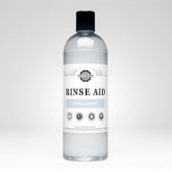 Bottle displays Rustic Strength Hypoallergenic Rinse Aid for sparkling, spot-free dishwashing.