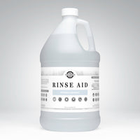 Rustic Strength Rinse Aid in a gallon jug promises hypoallergenic, spot-free, sparkling dishes, and eco-friendly biodegradability.
