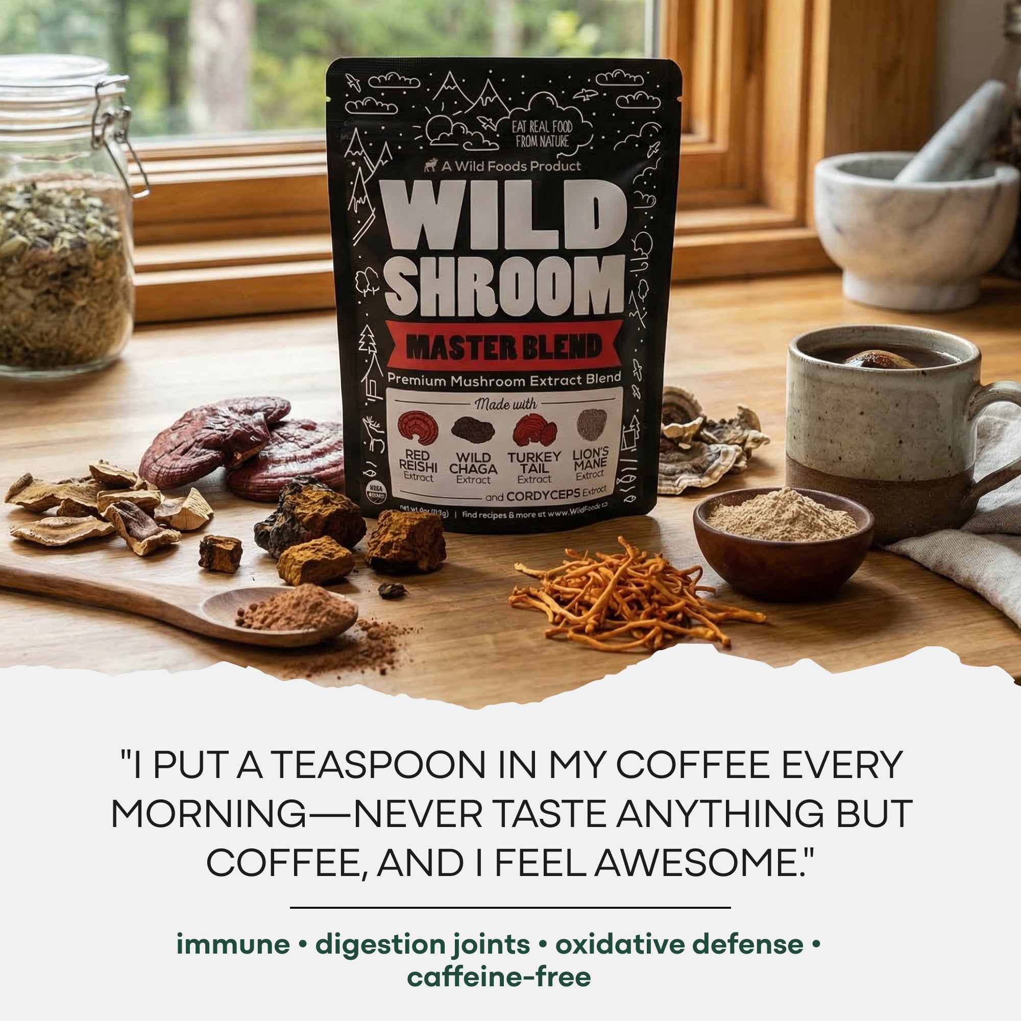 Master Mushrooms Blend, 110 servings – Immune Boosting Adaptogenic Mushrooms