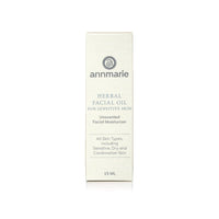 Annmarie Herbal Facial Oil for Sensitive Skin promises unscented moisturization for all skin types in a 15 ML bottle.
