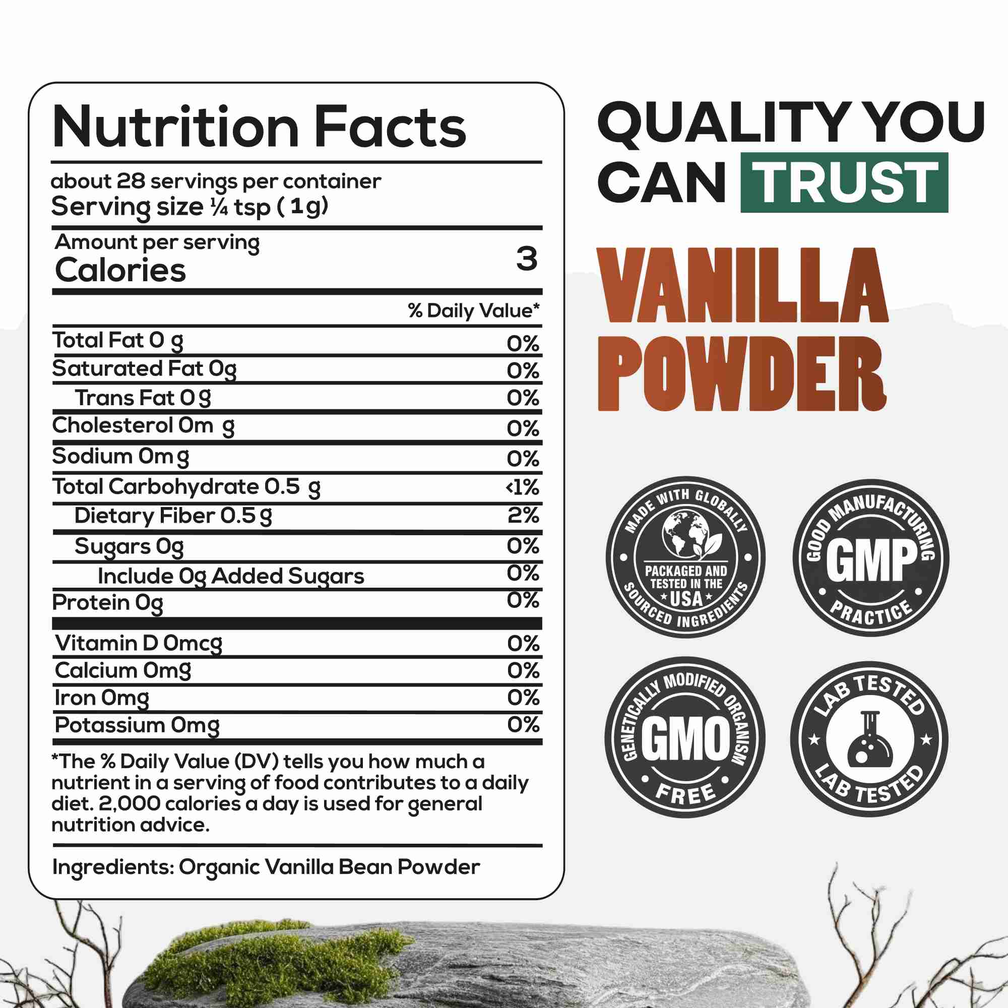 Vanilla Powder - Organic Ground Whole Vanilla Beans