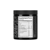 Close-up of a black supplement container displaying nutrition facts with key ingredients like magnesium, zinc, and Himalayan pink salt.

