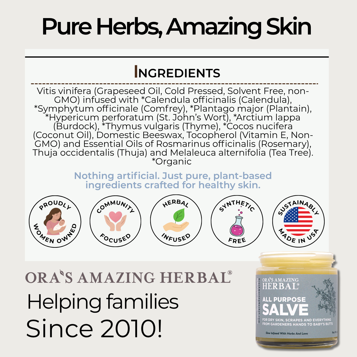 All Purpose Salve, Herbal Salve with Comfrey & Tea Tree Oil