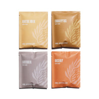 Four aromatherapy bath soak packets, including cactus milk, eucalyptus, lavender, and rosehip scents, promise a relaxing spa experience.
