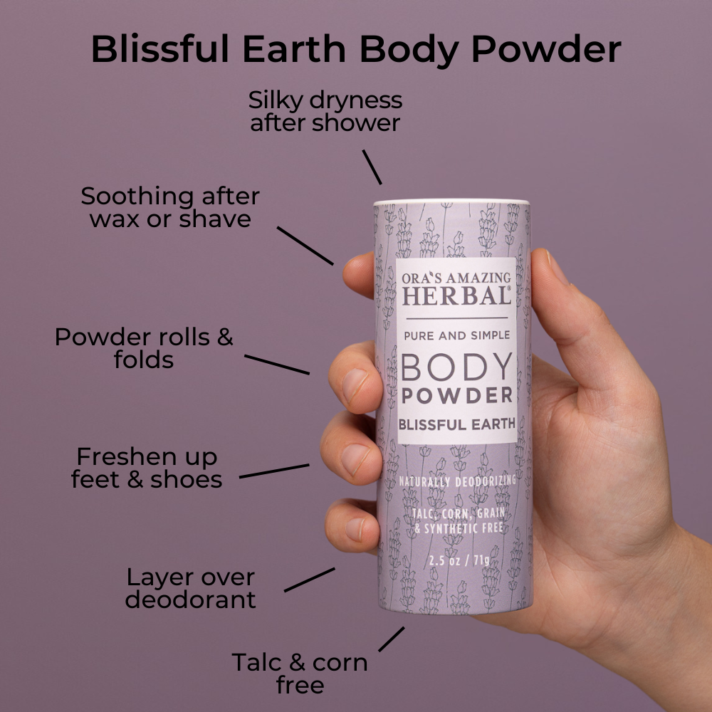 Talc Free Body Powder, Blissful Earth Lavender Scent