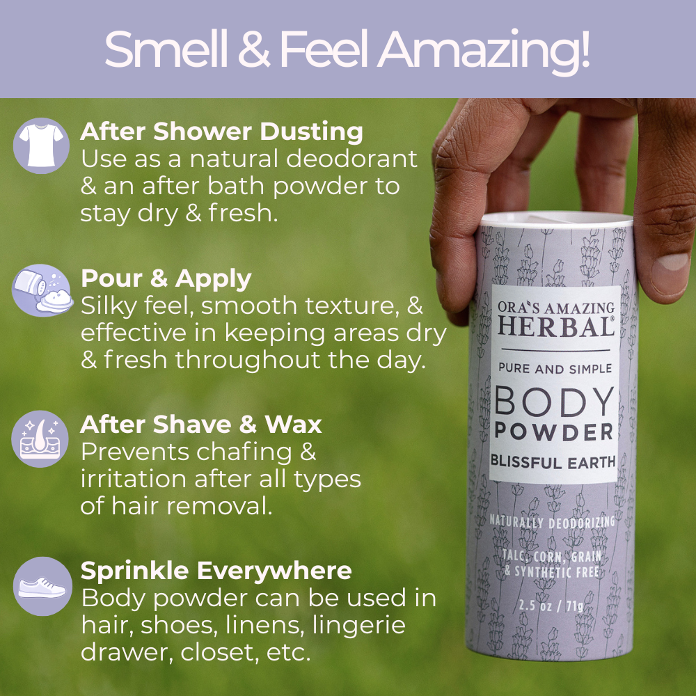 Talc Free Body Powder, Blissful Earth Lavender Scent