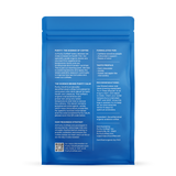Purity Coffee advertises its Purity CALM decaf organic arabica coffee bag, emphasizing health benefits, antioxidant support, and a dark chocolate taste profile.
