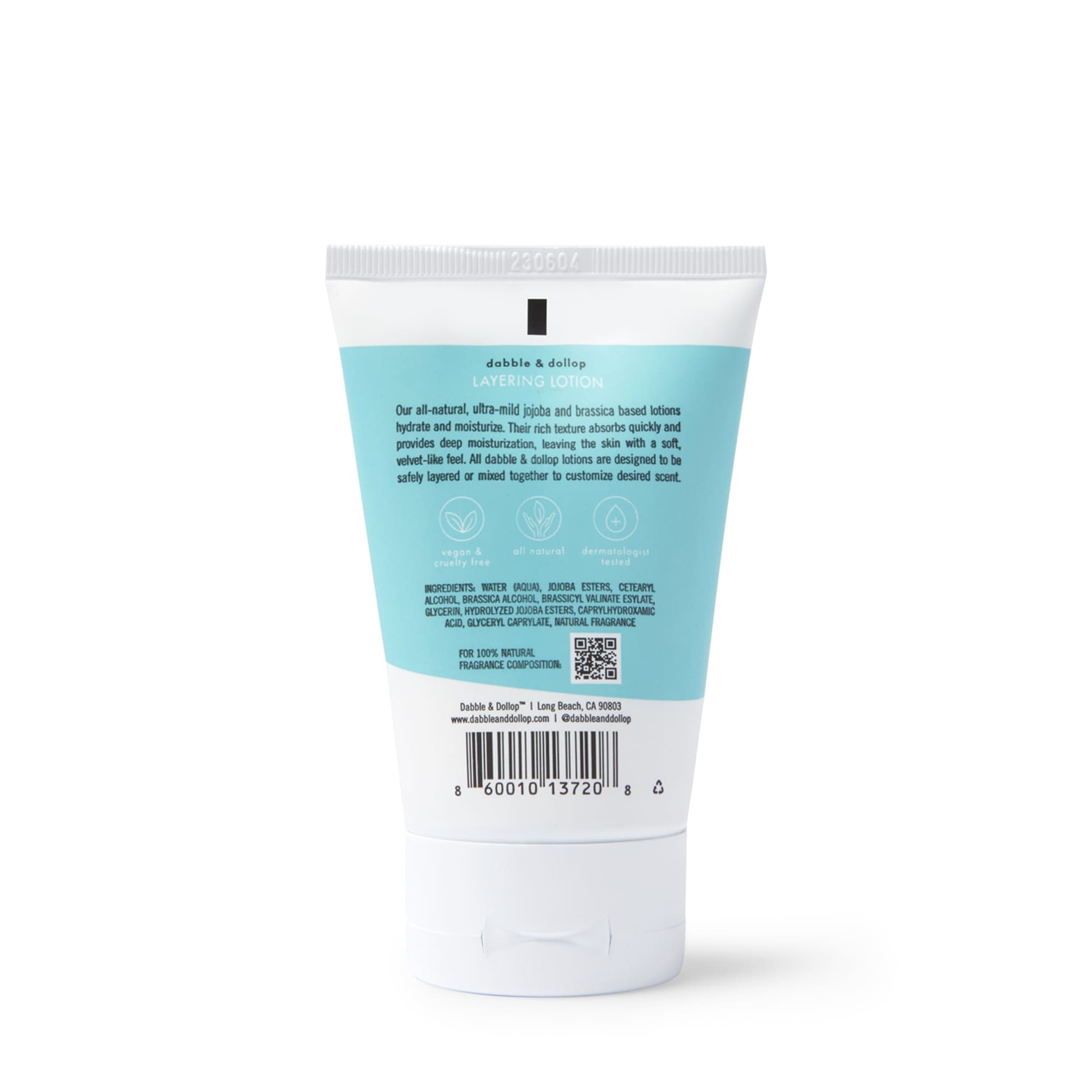 Dabble & Dollop's natural layering lotion promises soft, moisturized skin with its jojoba and brassica-based formula.