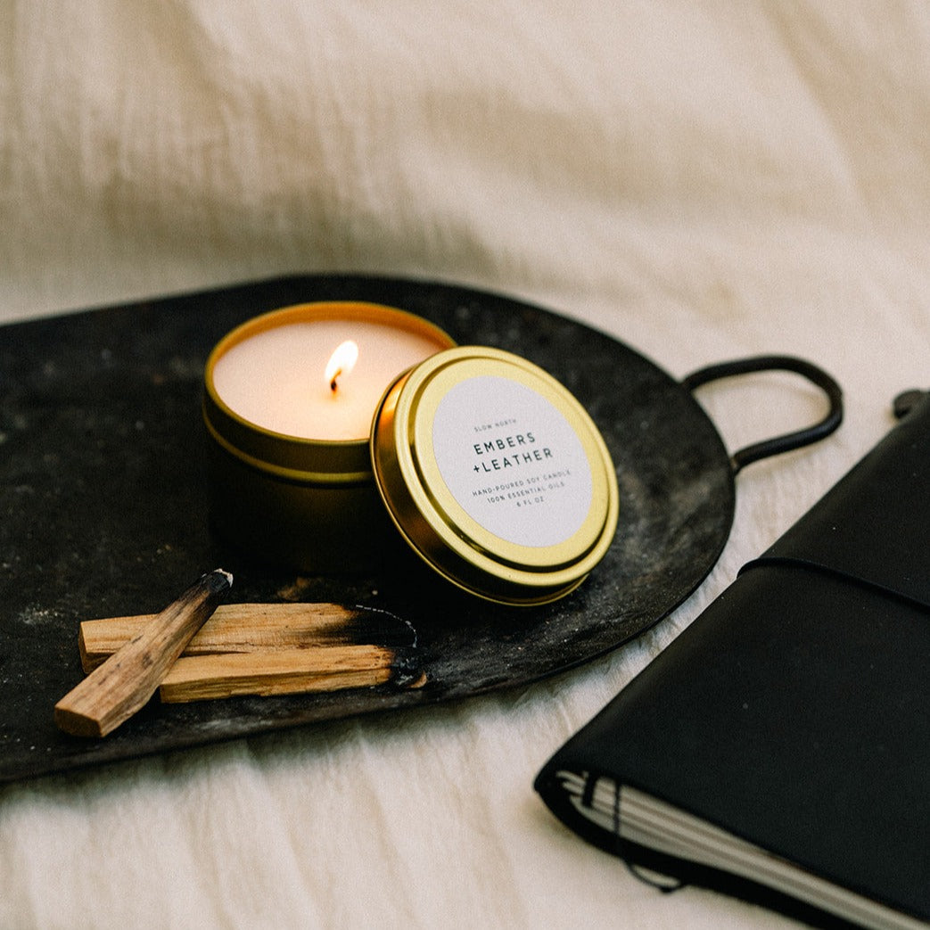 Embers + Leather Soy Wax Candle | Vetiver + Cedar + Patchouli