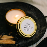 Embers + Leather Soy Wax Candle | Vetiver + Cedar + Patchouli