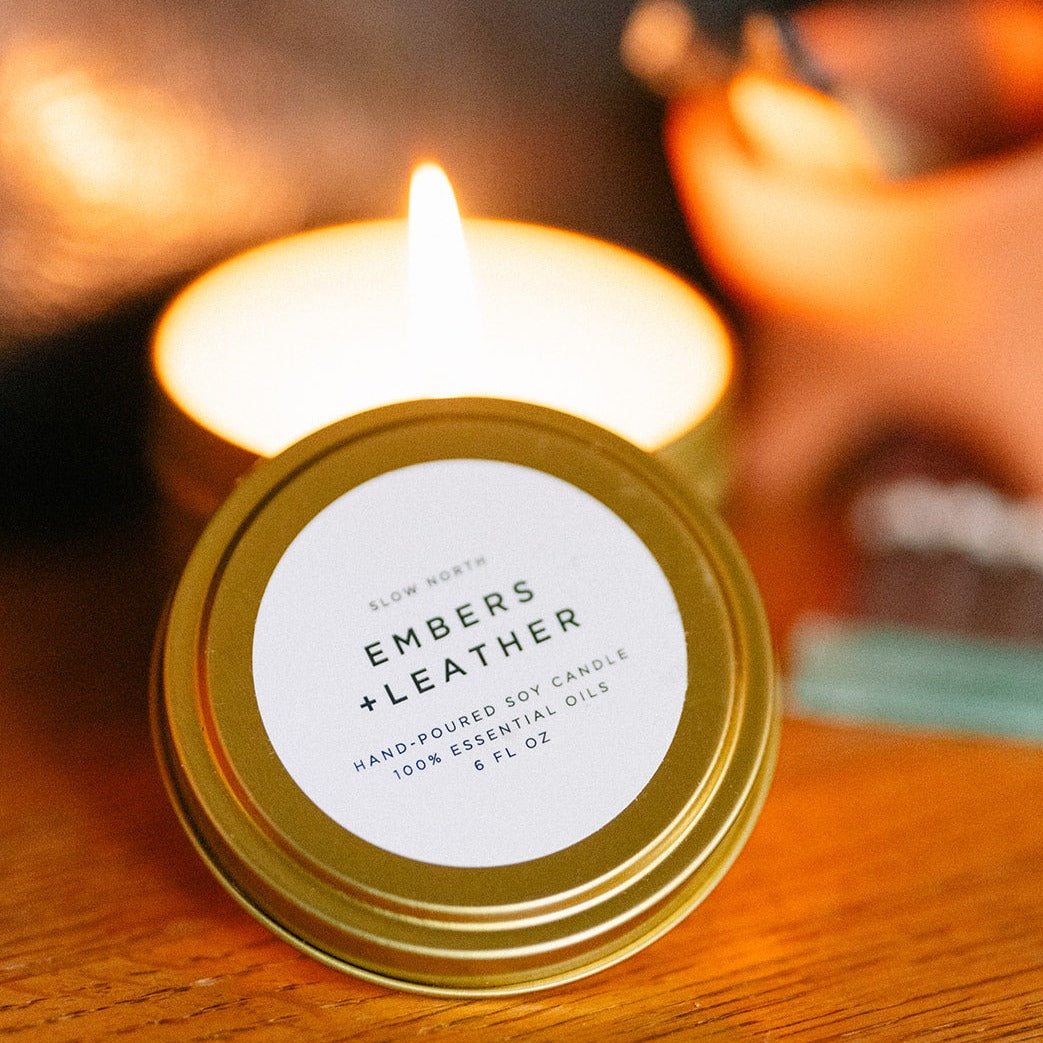 Embers + Leather Soy Wax Candle | Vetiver + Cedar + Patchouli