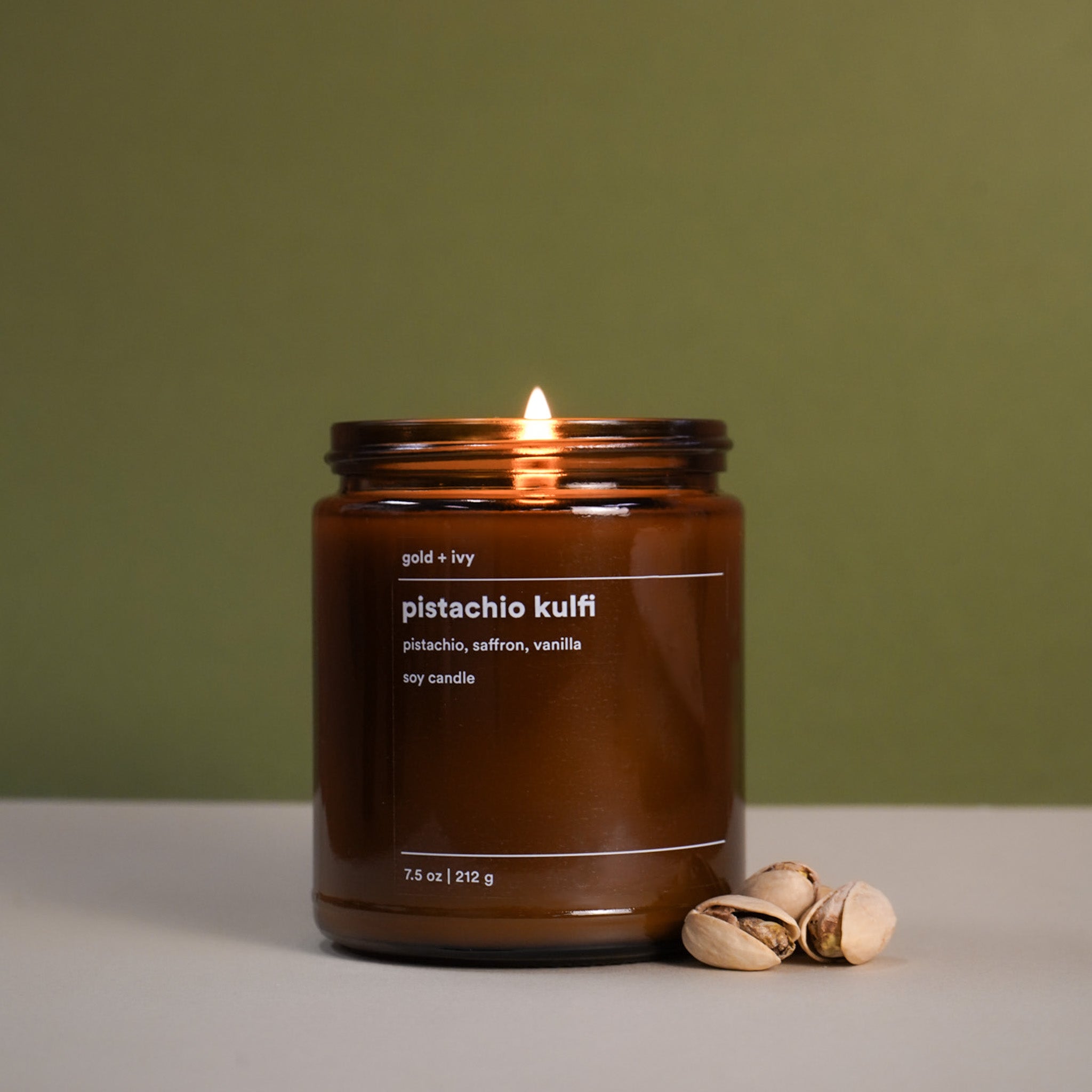 pistachio kulfi candle