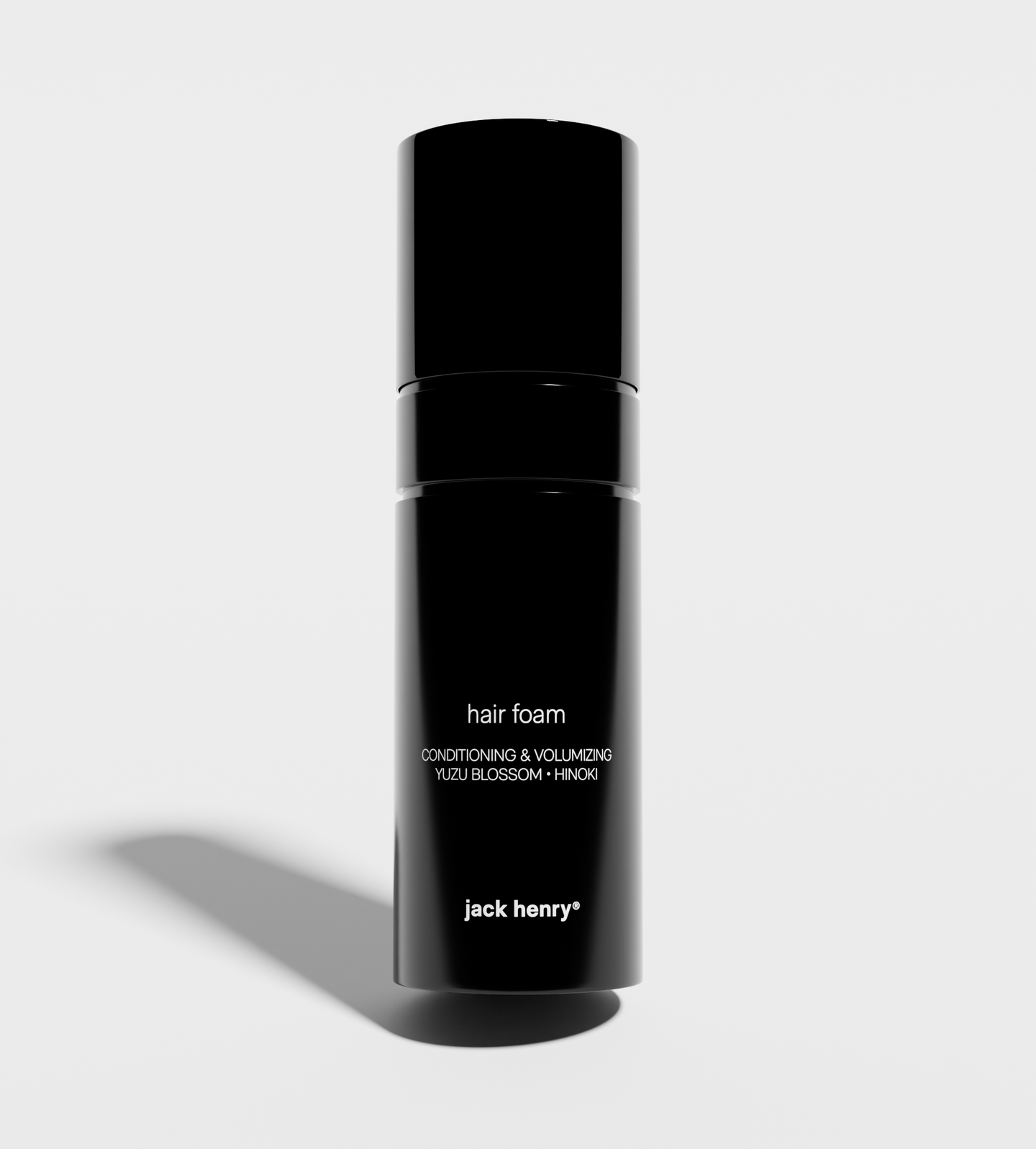 Jack Henry hair foam conditions and volumizes hair with a yuzu blossom and hinoki formula.
