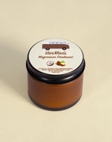 VanMan's magnesium deodorant features a vintage van graphic above natural ingredients like coconut oil, shea butter, and beeswax.
