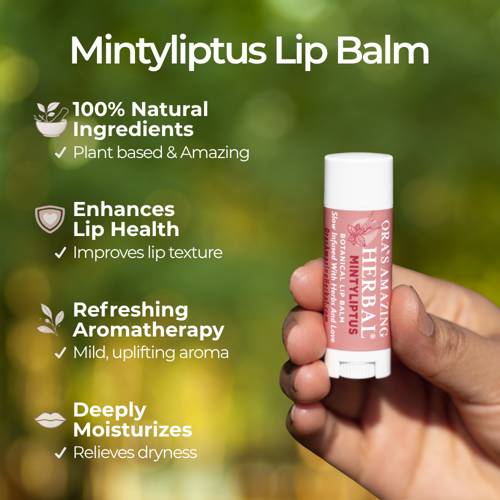 Natural Lip Balm, Herbal Infused, Mintyliptus Peppermint Eucalyptus