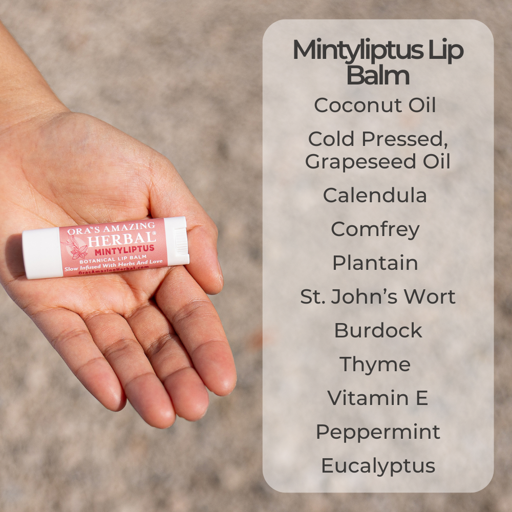 Natural Lip Balm, Herbal Infused, Mintyliptus Peppermint Eucalyptus
