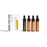 Urb Apothecary displays skincare oils including Prickly Pear Elixir, Beard Oil, Sun Worshiper, Green Tea Serum, and Rosehip Repair.
