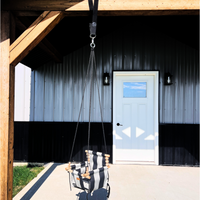 Outdoor High Back Swing – Wide Cream and Black Stripe