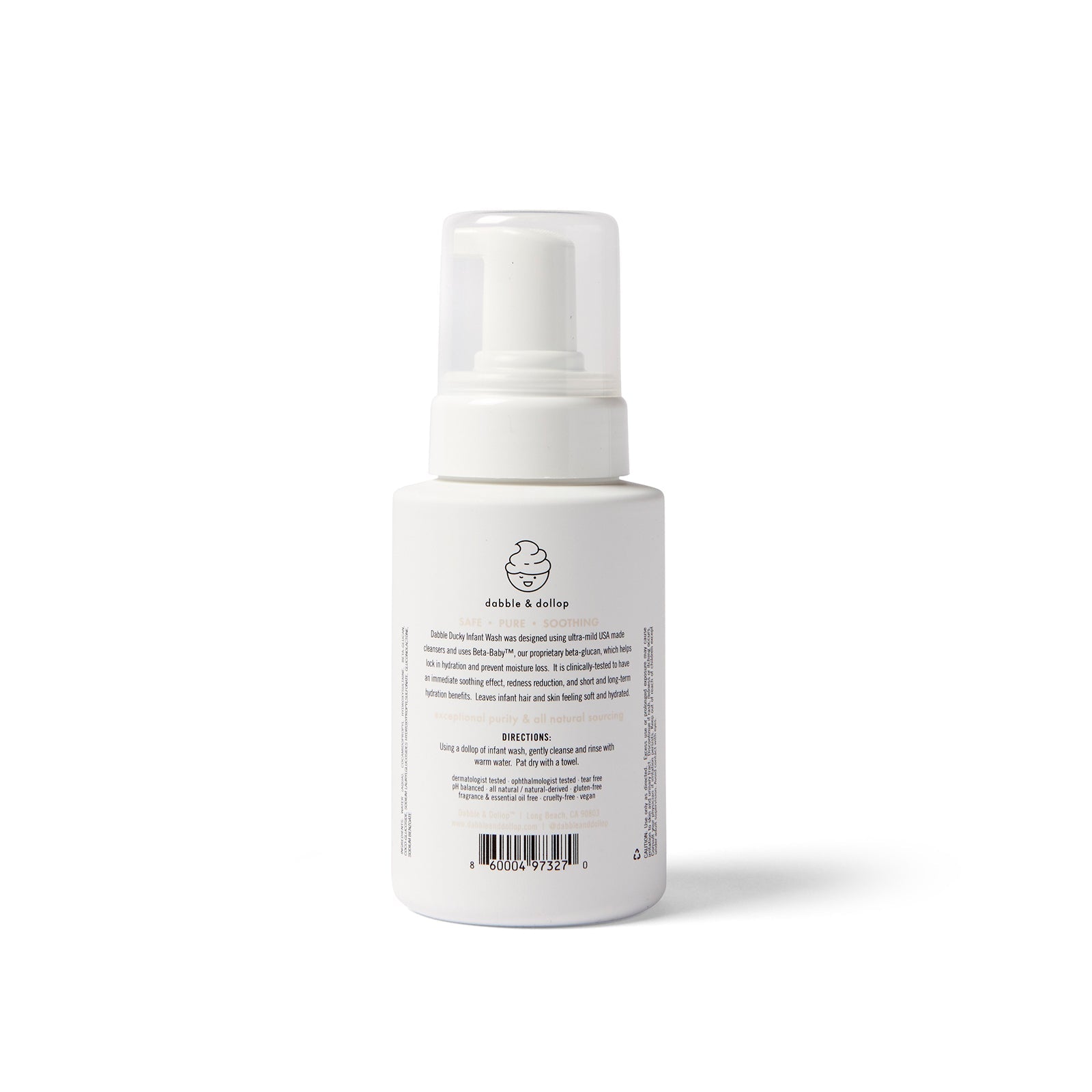 Dabble & Dollop Ducky Infant Wash bottle promises safe, pure, and soothing cleansing for baby's hair and skin.
