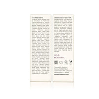 Annmarie Skin Care lists its wild and beautiful organic ingredients, including sunflower, jojoba, sesame, and other plant-based seed oils and extracts, highlighting its Made Safe and non-GMO vegan certifications.

