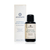 Annmarie's Ayurvedic Facial Scrub, a dry herb exfoliant for all skin types, presents in its bottle and packaging.
