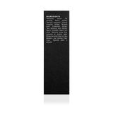 The skincare product lists its ingredients, including helichrysum, German chamomile, frankincense, rose distillate, aspen bark, blue chamomile oil, and Roman chamomile flower oil, highlighting that they are organically grown or wildcrafted.
