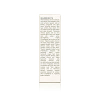 A close-up shows the detailed ingredient list for a natural skincare serum, featuring aloe vera, jojoba oil, and rosehip seed oil.