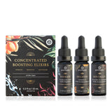 Annmarie Skin Care offers a Concentrated Boosting Elixirs set with Hydrate, Brighten, and Revitalize serums featuring hyaluronic acid, vitamin C, and bioactive A-complex.
