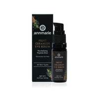 Annmarie Fruit Ceramide Eye Serum, a revitalizing peptide elixir, sits next to its product box.
