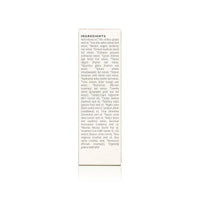 List of ingredients details the organic and wildcrafted components of the natural skincare product.
