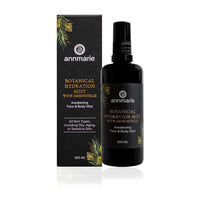 Annmarie's Botanical Hydration Mist, a face and body spray for all skin types, sits alongside its packaging.
