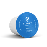 Purity Coffee presents a Calm blend single-serve coffee pod, consciously crafted for serenity in a recyclable capsule.
