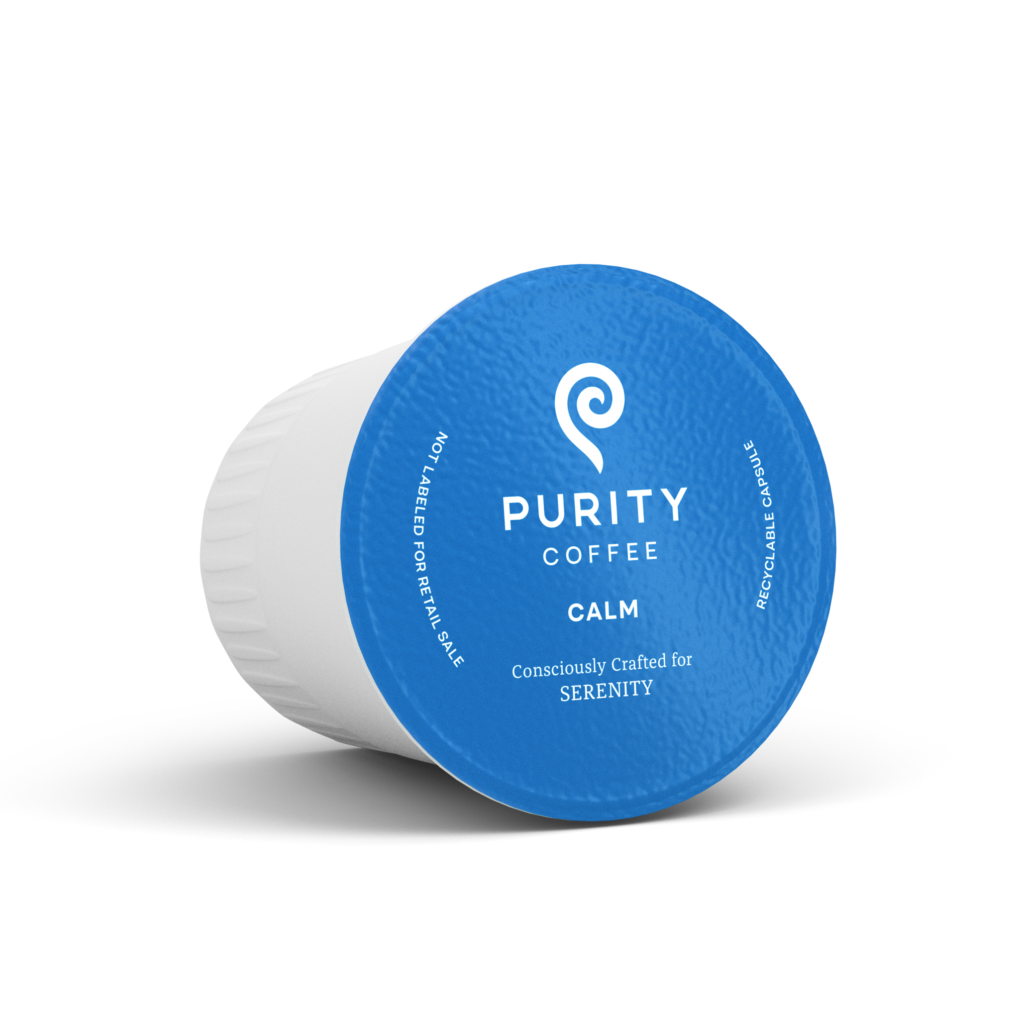 Purity Coffee presents a Calm blend single-serve coffee pod, consciously crafted for serenity in a recyclable capsule.
