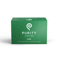 View a green box of Purity Coffee Ease pods, perfect for a smooth, flavorful cup.
