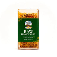 View Register Family Bee Farm's raw wildflower honeycomb in a 5oz container.
