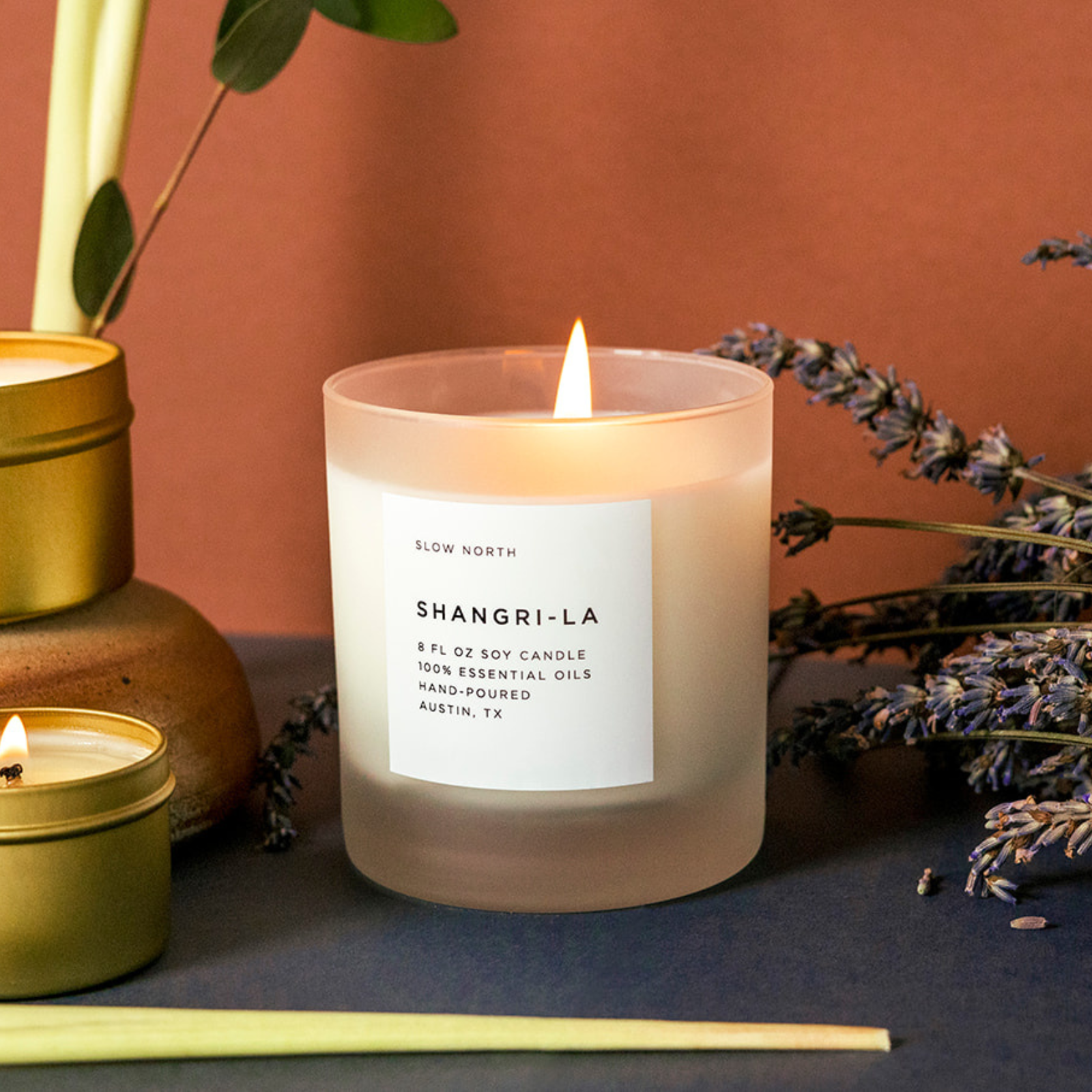 Shangri-La - Signature Soy Wax Candle (Eucalyptus + Lavender + Lemongrass)