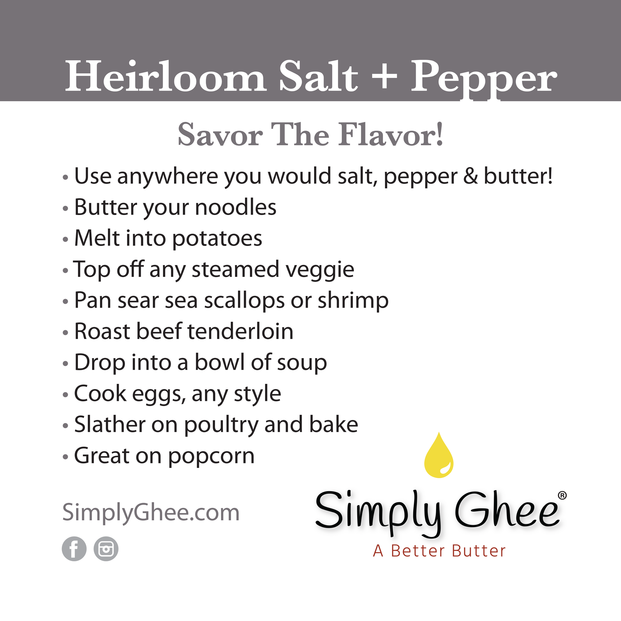 Heirloom Salt + Pepper Ghee DIY Mix