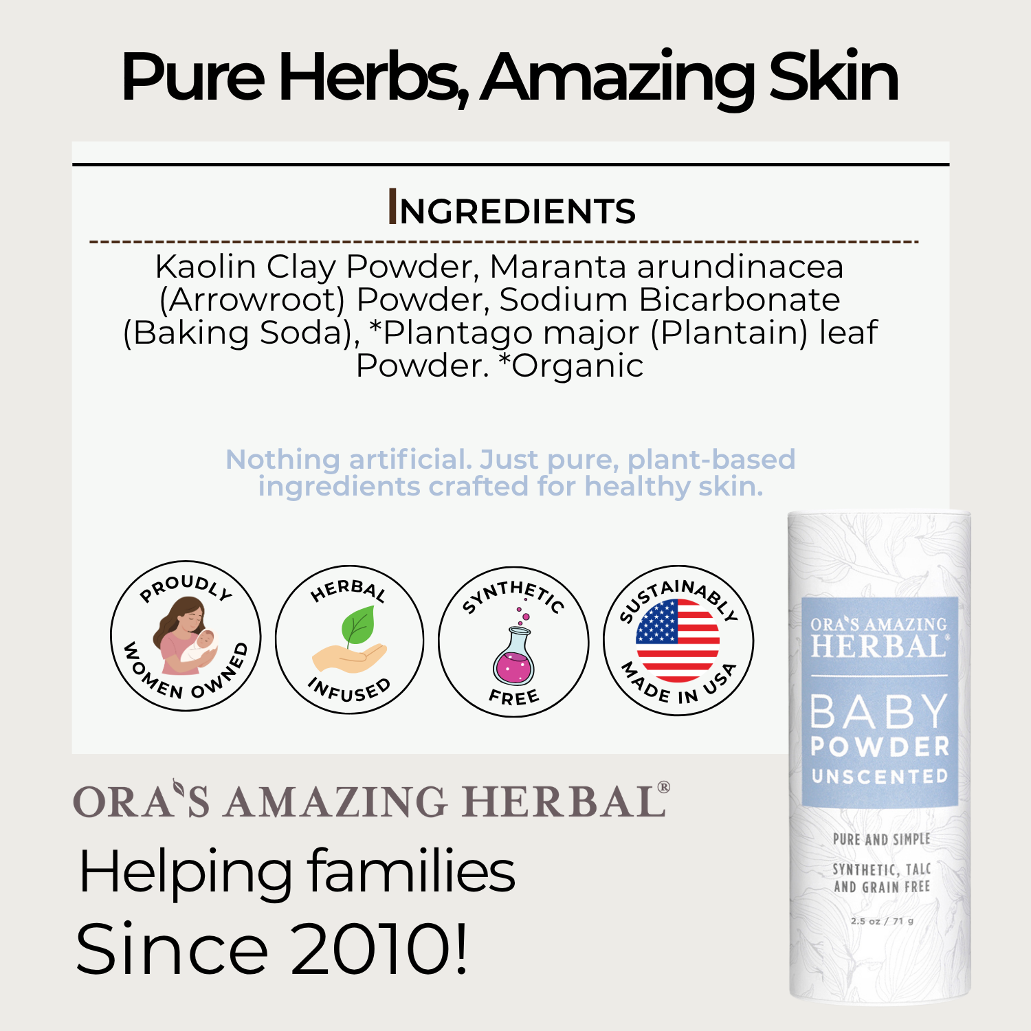 Talc Free Baby Powder, Unscented, Corn Free