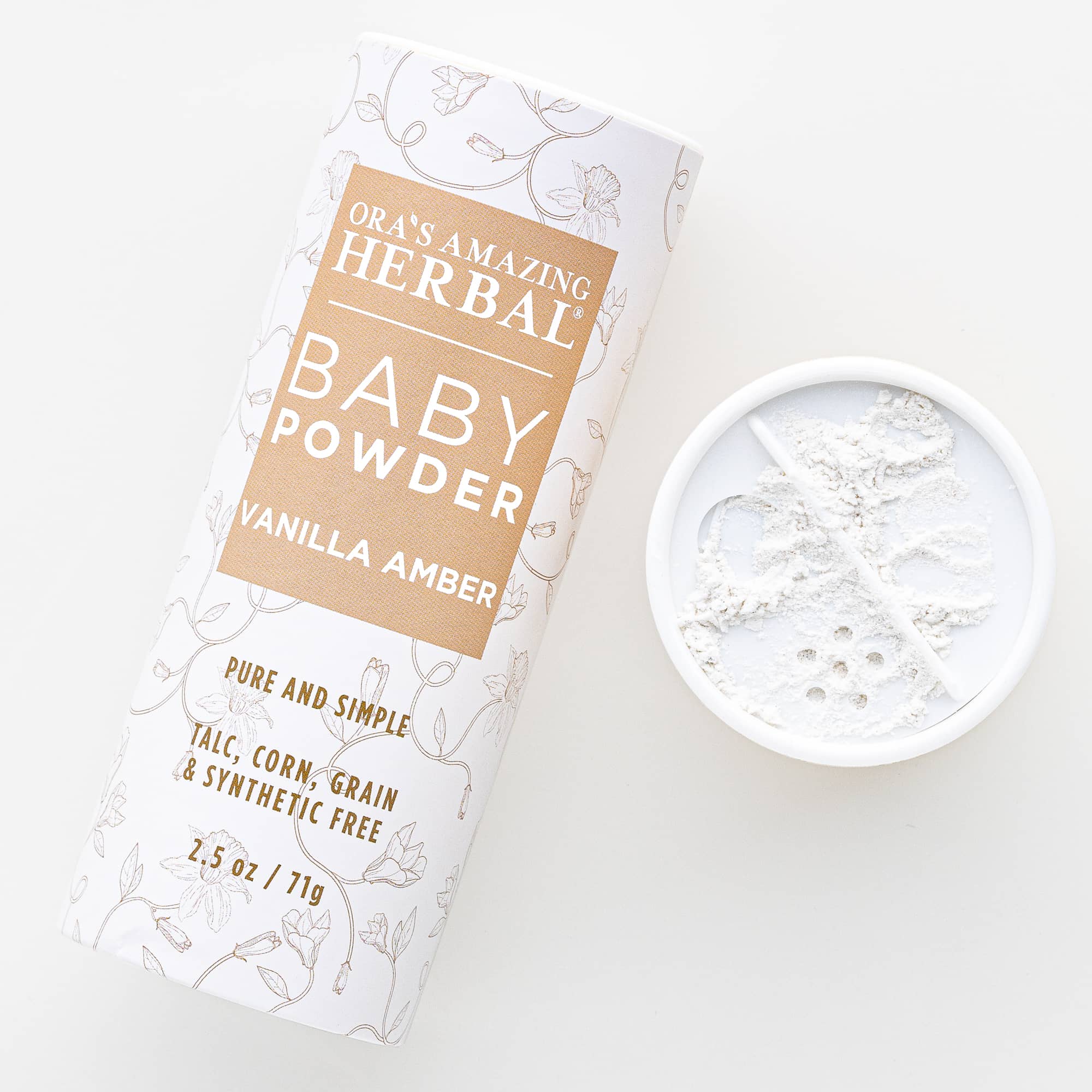 Talc Free Baby Powder, Real Vanilla Amber