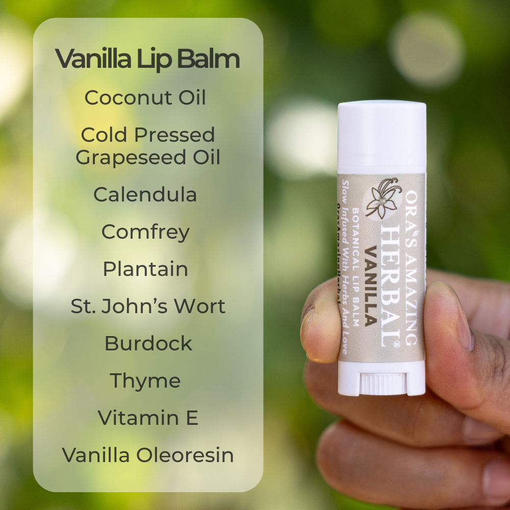 Natural Lip Balm, Herbal Infused, Vanilla